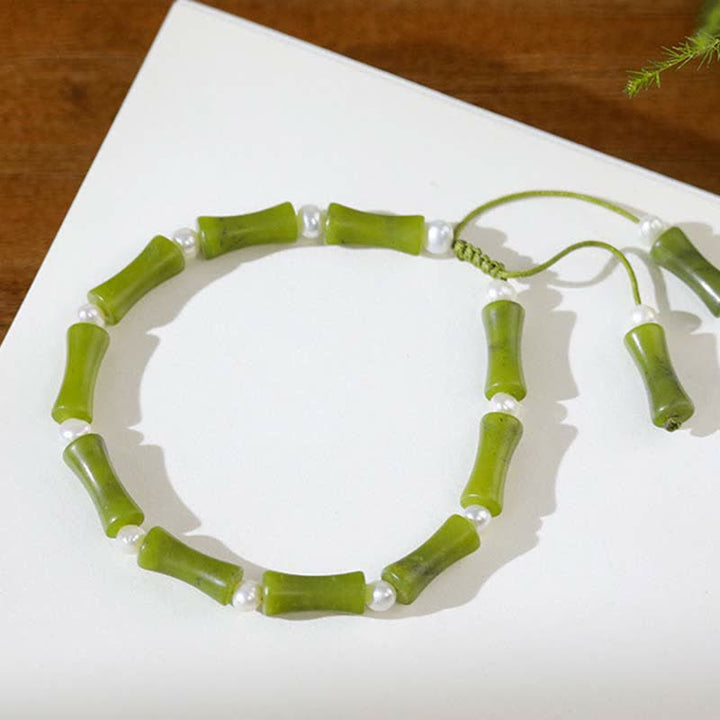Pulsera de la paz del amor del patrón de bambú del peridoto natural de las Buddha Stones