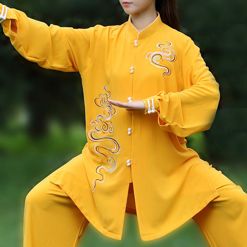 Buddha Stones nubes propicias bordado meditación oración espiritual Zen Tai Chi Qigong práctica conjunto de ropa Unisex - Naranja - US12, UK/AU16, EU44 (3XL) - image 0