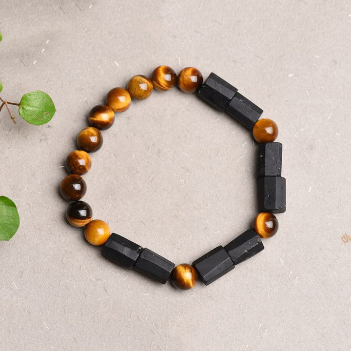 Pulsera positiva de ojo de tigre de turmalina negra natural de Buddha Stones