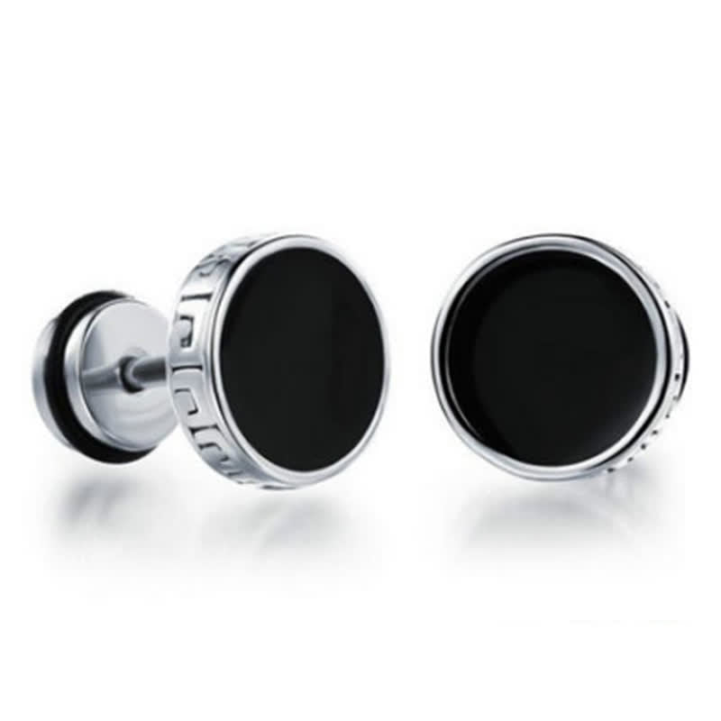 Pendientes redondos de equilibrio de acero titanio para hombre con Buddha Stones