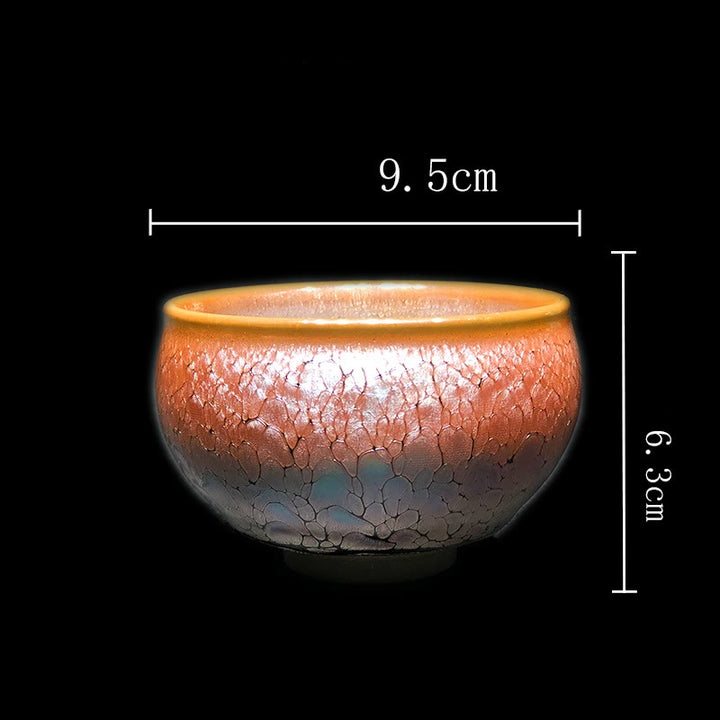 Taza de té de cerámica Jianzhan chino con diseño de manchas doradas y piedras de Buddha Stones , tazón de taza de té de Kung Fu con caja de regalo