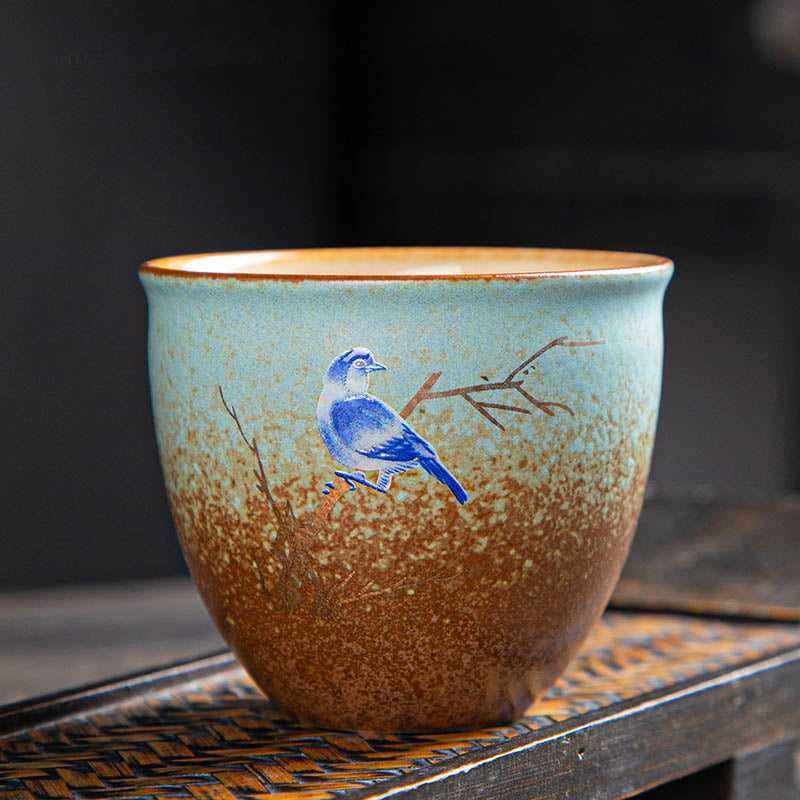 Buddha Stones, ciervo colorido, Pipa, nieve, flores de ciruelo, montañas, ríos, pájaro, taza de té de cerámica, tazón de té de Kung Fu