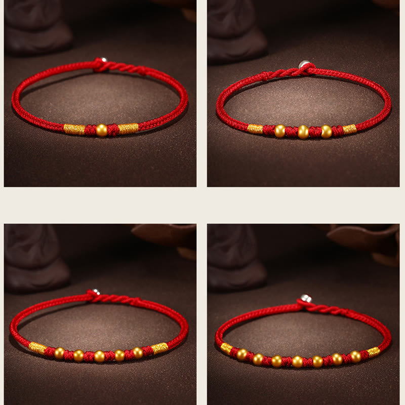 Pulsera de protección trenzada hecha a mano con nudo King Kong de la suerte con cuentas de oro 999 de piedras de Buddha Stones