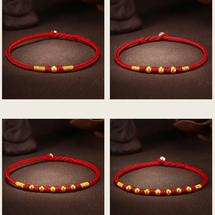 Pulsera de protección trenzada hecha a mano con nudo King Kong de la suerte con cuentas de oro 999 de piedras de Buddha Stones