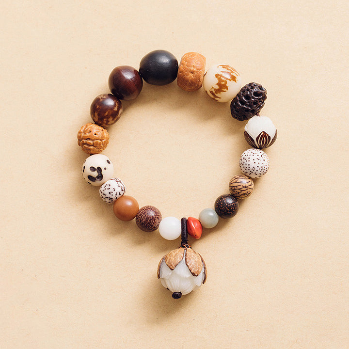 Pulsera Mala de muñeca de la paz de la sabiduría del loto de la semilla de Bodhi