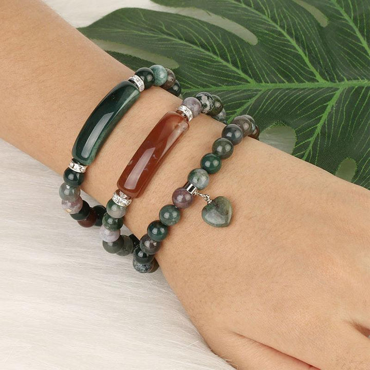 Pulsera de cuentas curativas de corazón de amor de cuarzo natural con Buddha Stones