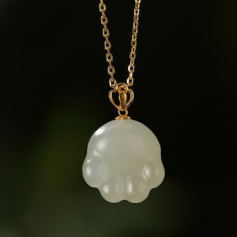 Colgante de plata de ley 925 con diseño de pata de gato y jade blanco hetiano - image 2