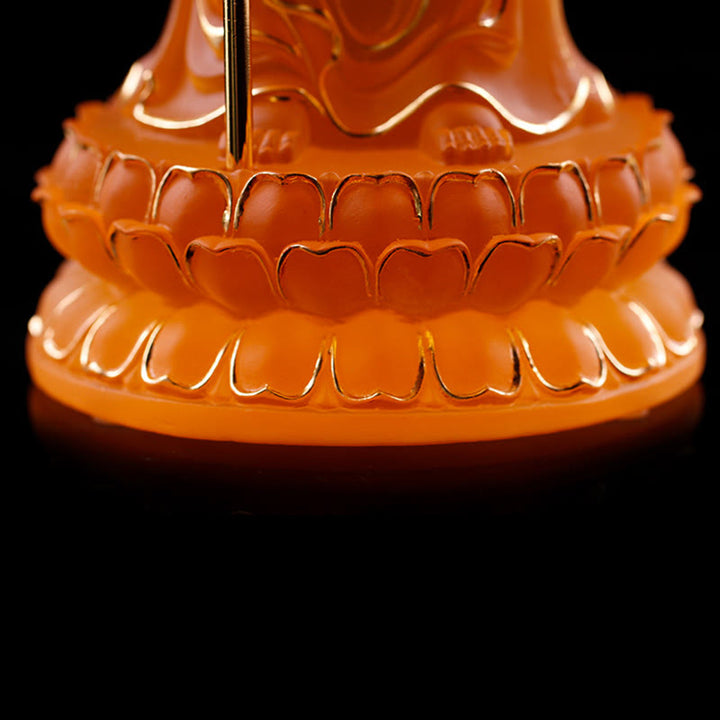 Buddha Stones hechas a mano, estatuilla de Bodhisattva Ksitigarbha, pieza de arte de cristal Liuli, estatua de serenidad, decoración del hogar - image 11