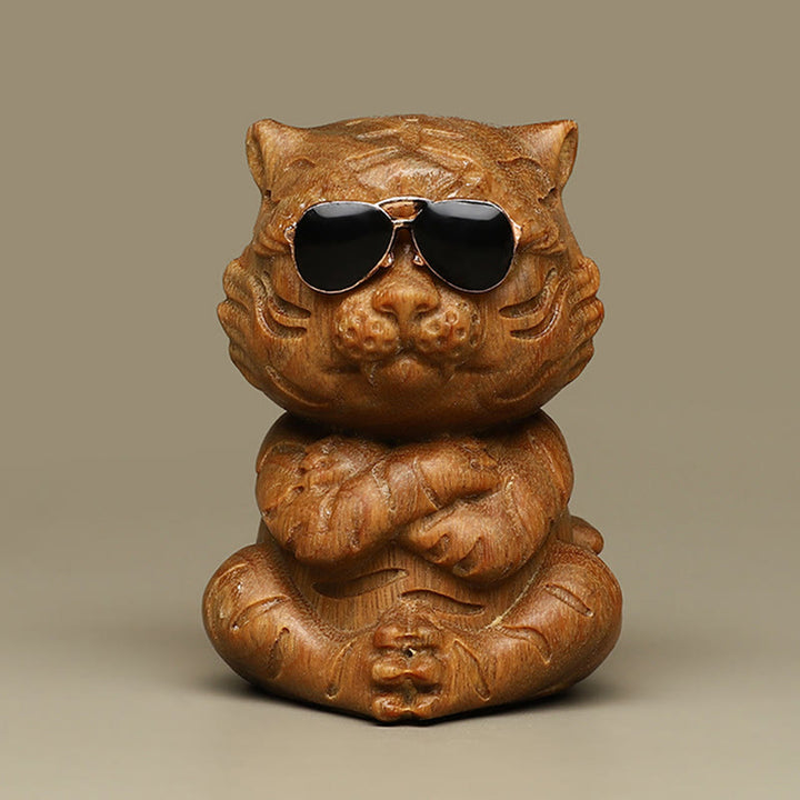 Buddha Stones pequeñas, decoraciones de escritorio positivas grabadas con tigre de sándalo verde - Tigre de sándalo verde - image 0