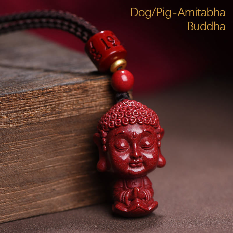 Buddha Stones zodiaco chino Buda Natal amuleto de cinabrio Natural mantener alejado los espíritus malignos COLLAR COLGANTE