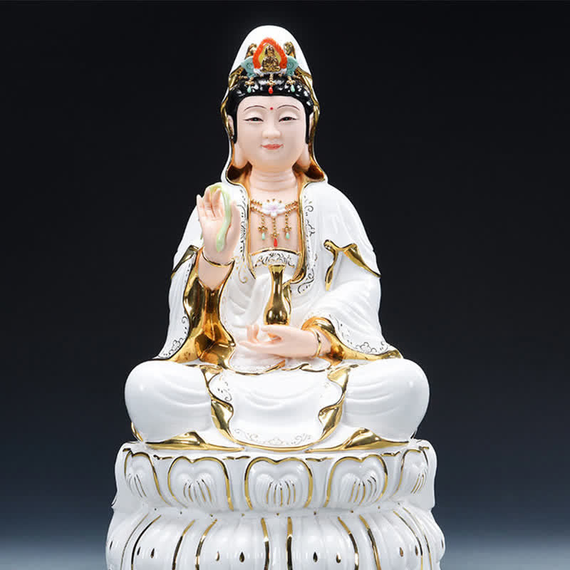 Chenrezig Bodhisattva Avalokitesvara Éxito Estatua de cerámica Decoración del hogar - 26*15 cm - image 1