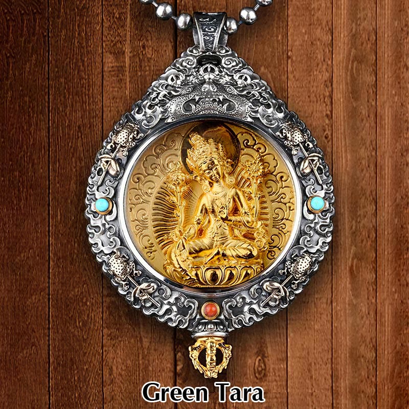 Buddha Stones del zodiaco chino, Buda Natal Thangka, nueve palacios, ocho diagramas, colgante de collar giratorio de riqueza - tara verde - image 11