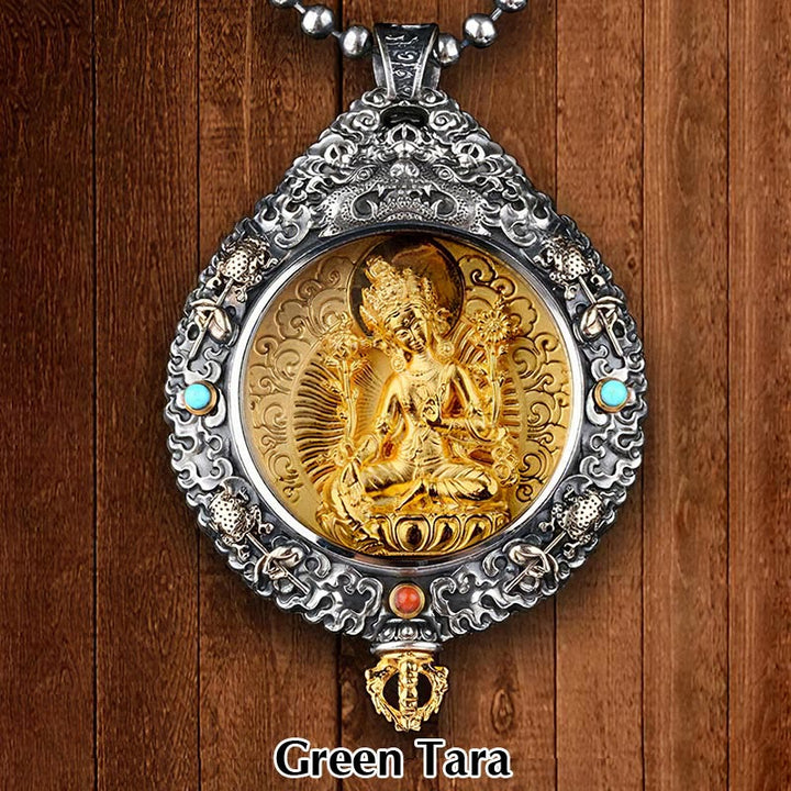 Buddha Stones del zodiaco chino, Buda Natal Thangka, nueve palacios, ocho diagramas, colgante de collar giratorio de riqueza - tara verde - image 11