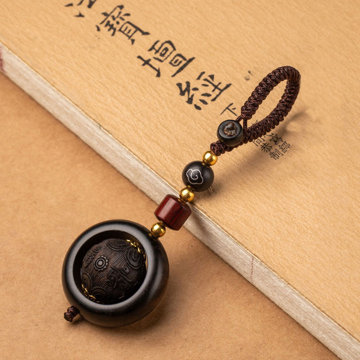 Buddha Stones tibetanas, hoja pequeña, sándalo rojo, ébano, protección de la suerte, decoración de rotación - Ébano y seis palabras verdaderas - image 18