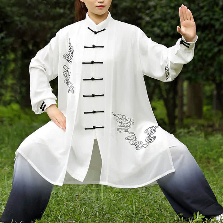 Conjunto de ropa para mujer con Buddha Stones, nubes auspiciosas, gradiente de meditación, oración, espiritualidad, zen, tai chi y qigong.