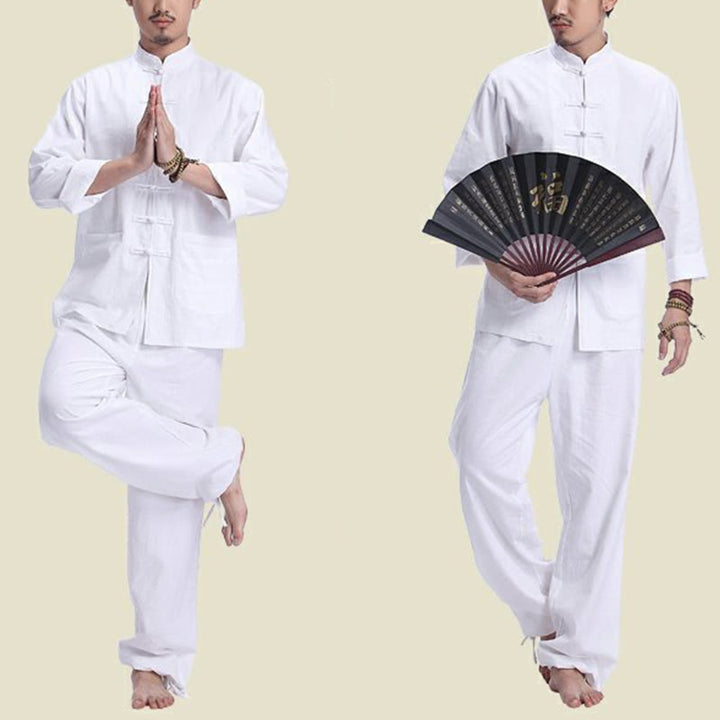 Conjunto de ropa para hombre, diseño de botones de rana china, Buddha Stones , meditación, oración, algodón, lino, espiritual, Zen, práctica de Yoga - image 9