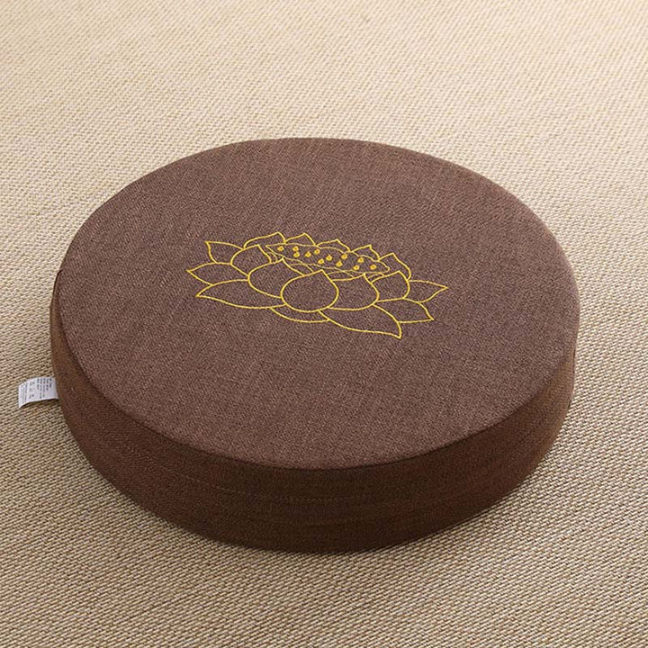 Cojín de asiento de meditación de lino y algodón con bordado de loto y Buddha Stones