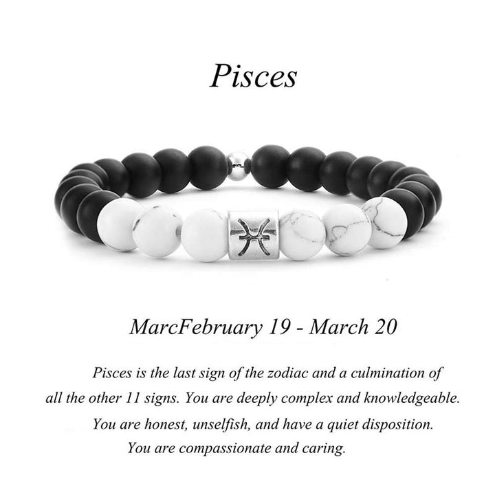 Pulsera de la fortuna con cuentas de turquesa blanca, piedra esmerilada Natural, 12 constelaciones del zodíaco , Buddha Stones