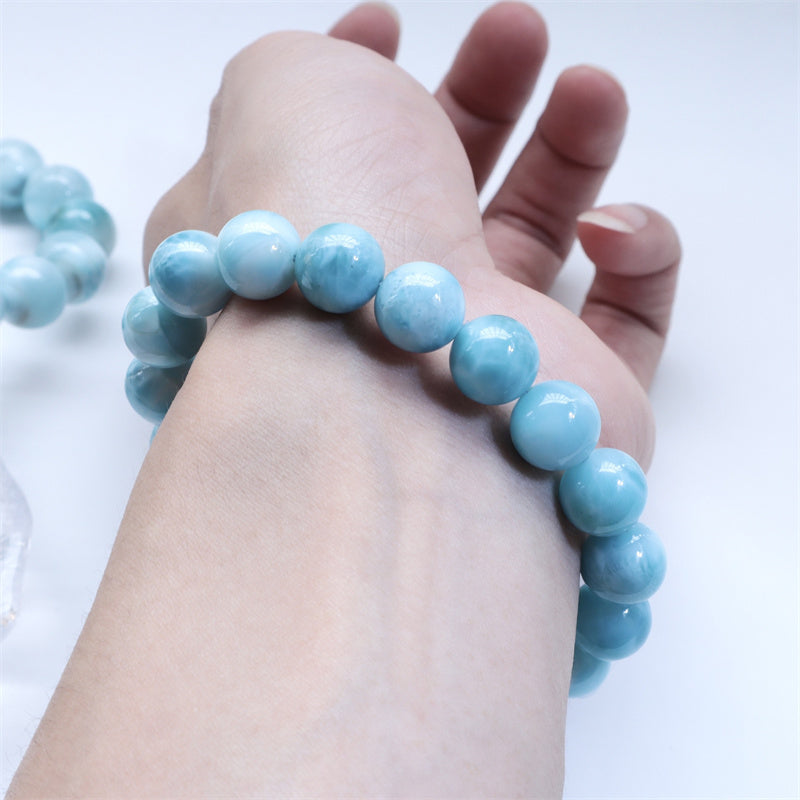 Pulsera de confianza de sabiduría de Larimar natural con Buddha Stones