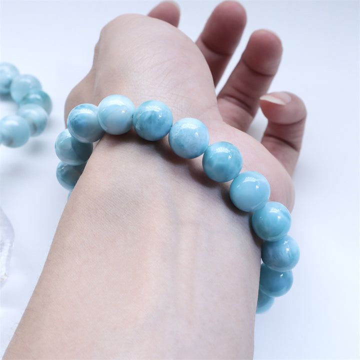 Pulsera de confianza de sabiduría de Larimar natural con Buddha Stones