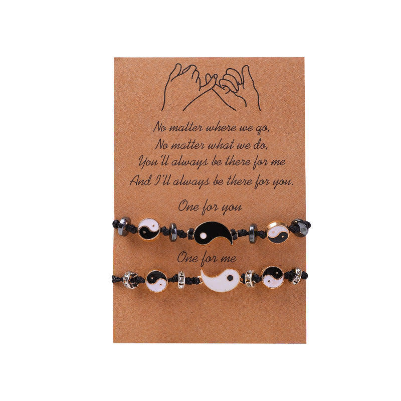 Pulsera de pareja de hematita Yin Yang, 2 piezas, Buddha Stones