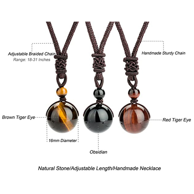 Juego de collar y pulsera con ojo de tigre tibetano con Buddha Stones