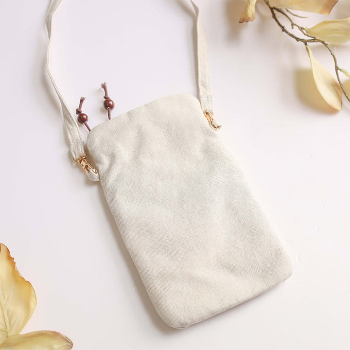 Buddha Stones, pequeñas flores bordadas, bolso de hombro, bolso para teléfono móvil, 11*20cm