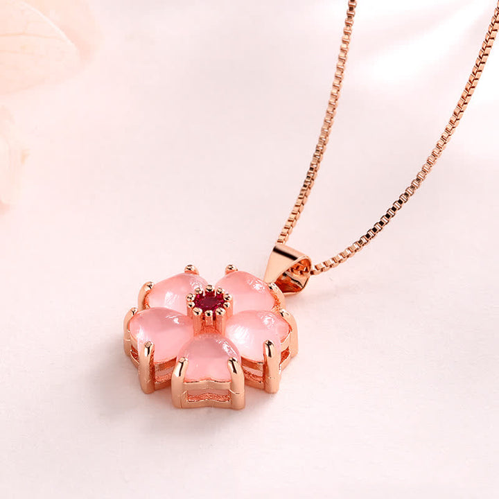 Colgante de collar relajante con Buddha Stones, cristal rosa, corazón de amor, flor