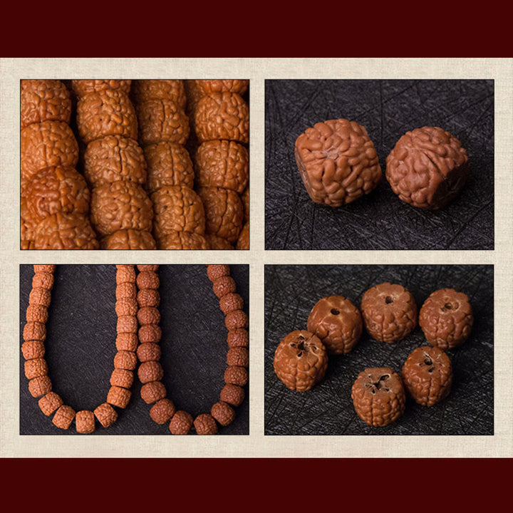 Tíbet 108 Mala cuentas Rudraksha Bodhi semilla zodiaco chino Buda Natal pulsera con dijes de riqueza