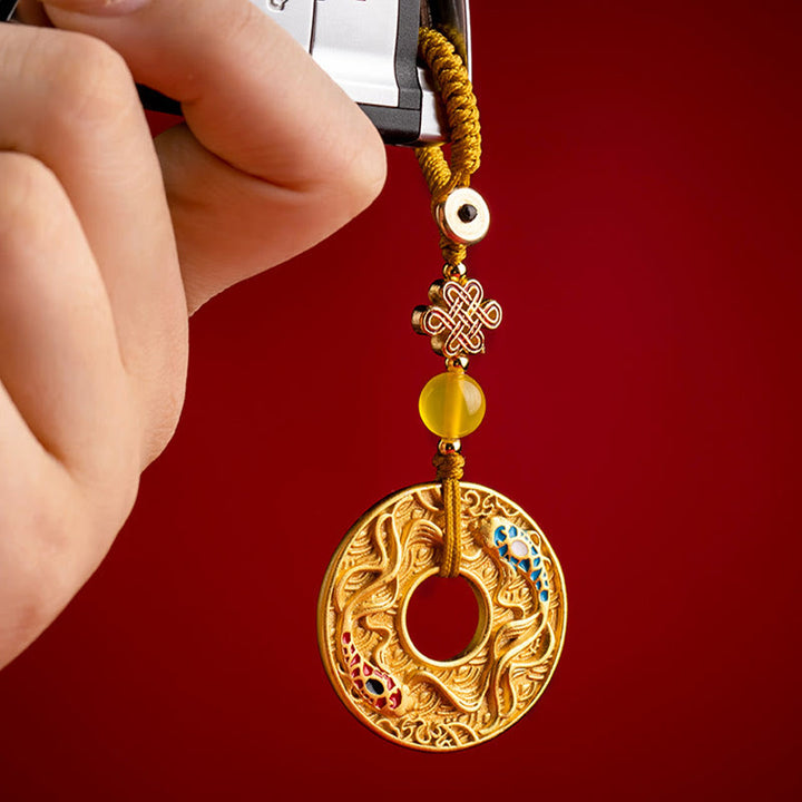 Llavero con hebilla de paz y suerte, doble pez Koi, Buddha Stones