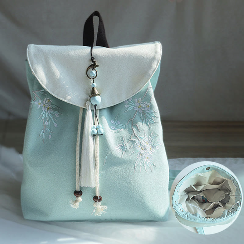 Mochila de lona de gran capacidad bordada hecha a mano con Buddha Stones - image 1