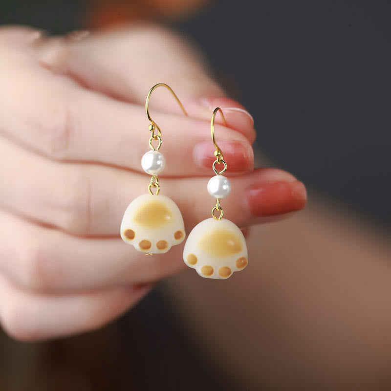 Pendientes colgantes con forma de garra de gato y paz con semillas de Bodhi - Semilla de Bodhi (Sabiduría ♥ Aleja a los malos espíritus) - image 1