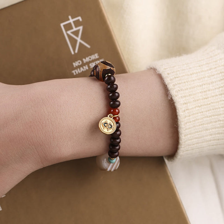 Buddha Stones Natural Tíbet Púrpura Bodhi Semilla Dzi Cuenta Dios de la Riqueza Pulsera de Sabiduría