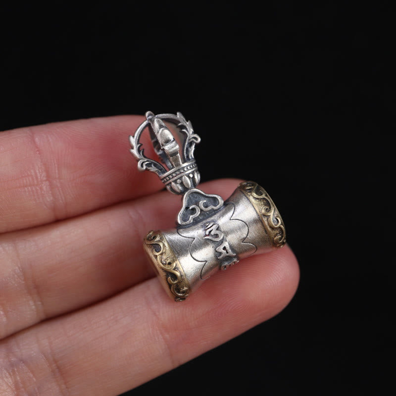 Buddha Stones Tíbet, Plata de Ley 925, Om Mani Padme Hum Dorje Bell Vajra, colgante con iluminación grabada, decoración colgante - image 12
