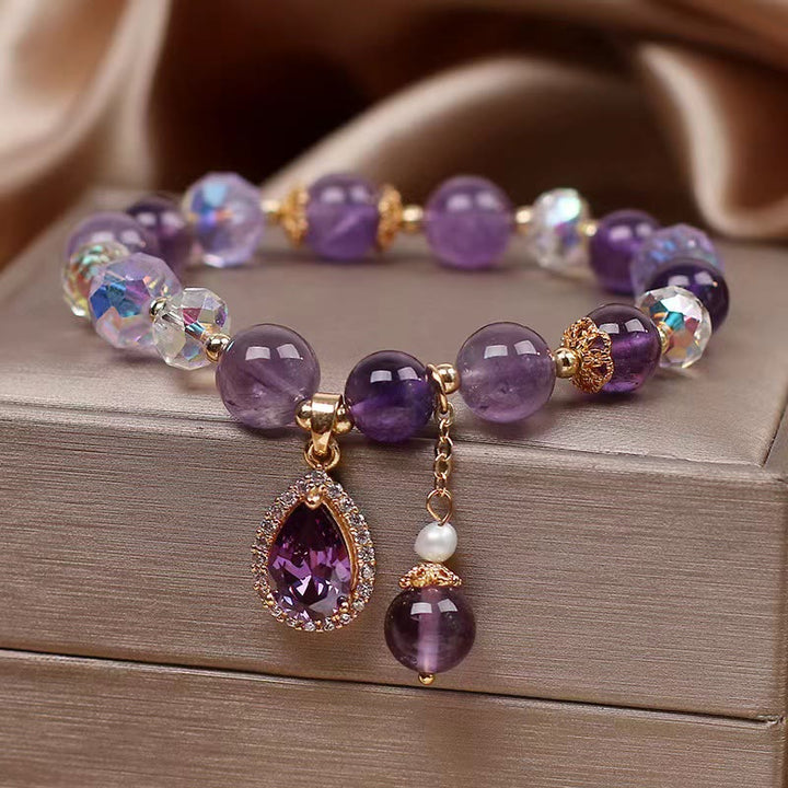 Pulsera con dije de alma curativa de corazón de amor de circón de amatista natural