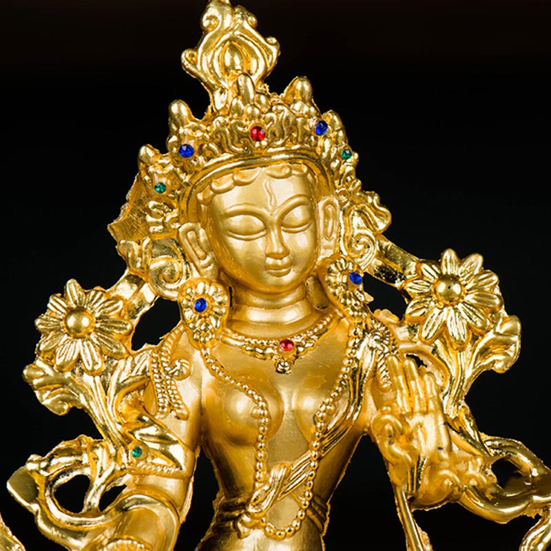 Decoración de estatua chapada en oro con protección de esperanza de Tara Blanca Bodhisattva - image 8