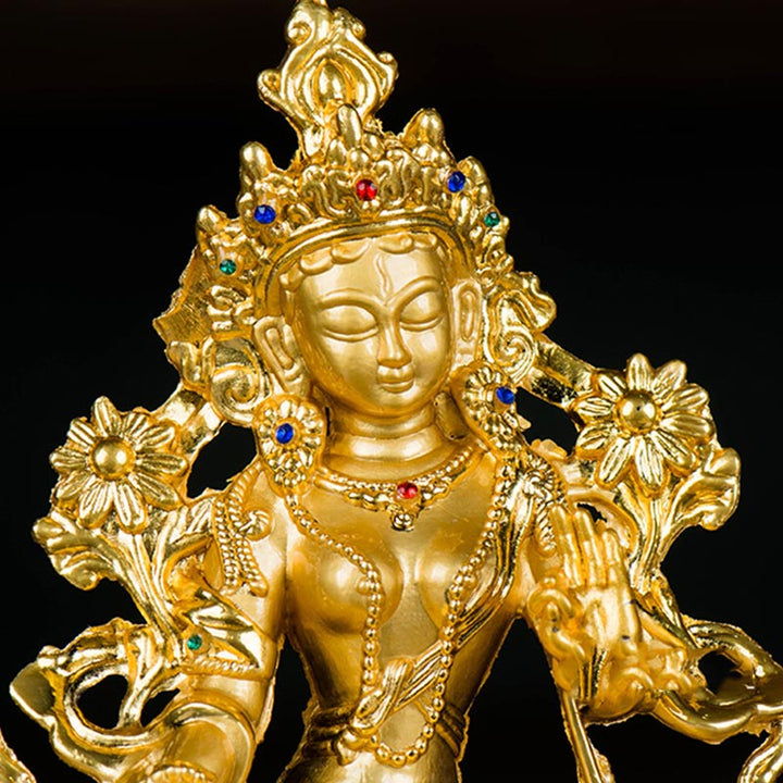 Decoración de estatua chapada en oro con protección de esperanza de Tara Blanca Bodhisattva - image 8