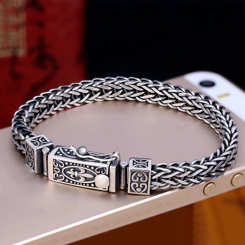 Pulsera curativa de equilibrio con diseño trenzado de quilla de dragón retro con Buddha Stones