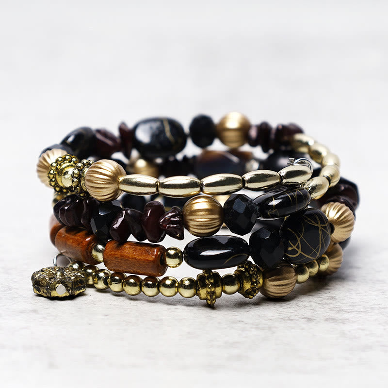 Pulsera de bendición con cuentas de ágata turquesa irregulares multicapa con Buddha Stones