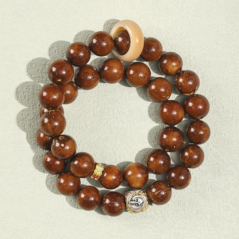 Pulsera de doble envoltura con Buddha Stones tibetanas, oro púrpura Natural, rata, Bodhi, semilla, riqueza