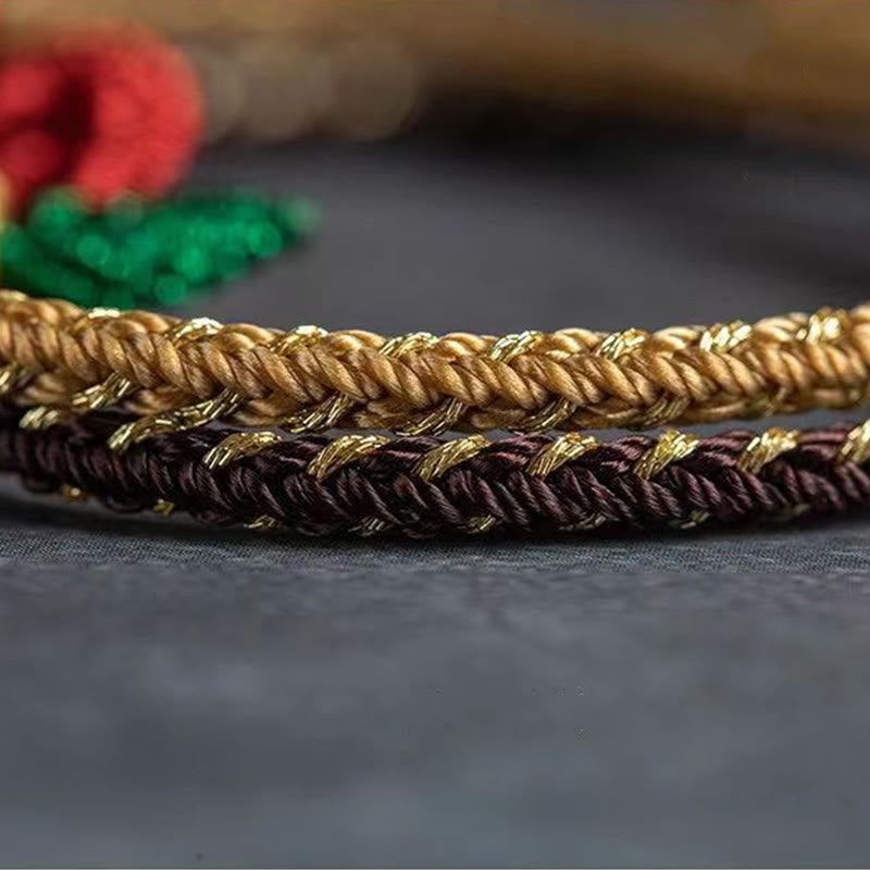 Pulsera hecha a mano con Buddha Stones, cuerda de flor rosa, ocho hilos, nudo de paz, suerte
