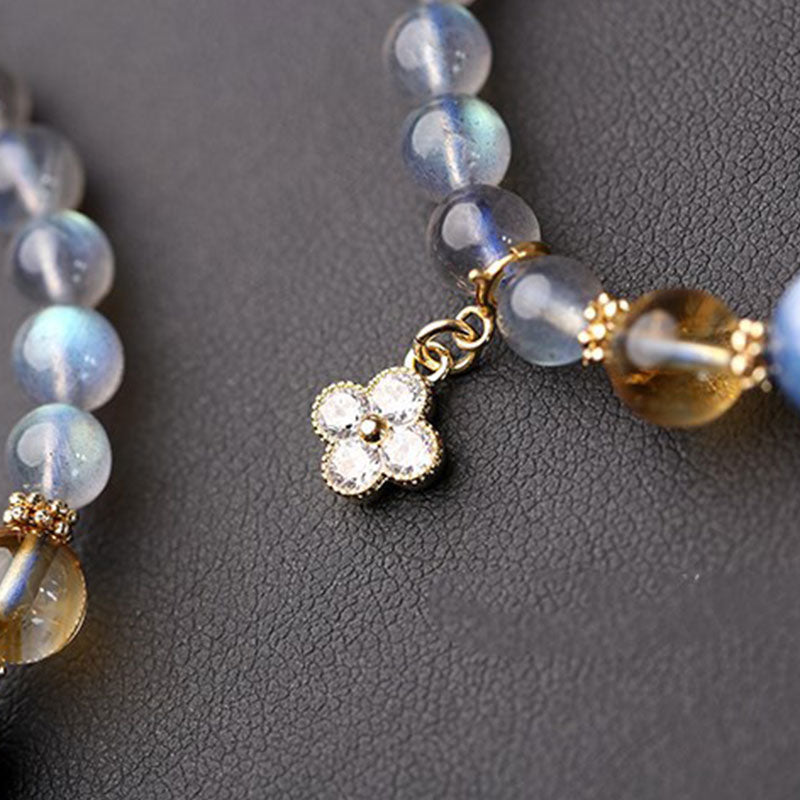 Pulsera de cuentas curativas de Chram de flor de piedra lunar natural