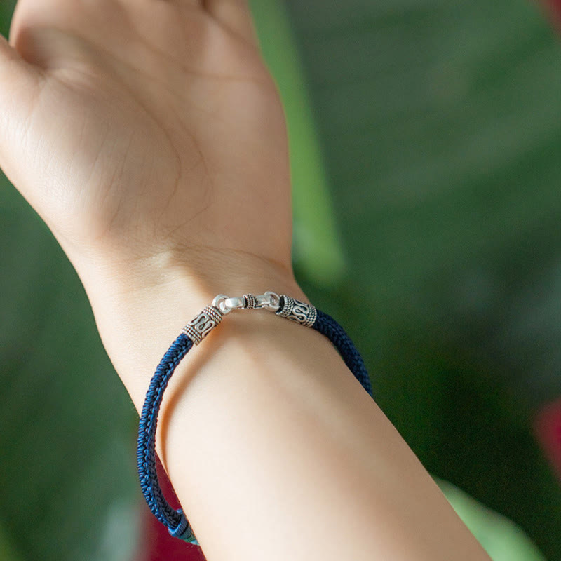 Pulsera trenzada de pureza Om Mani Padme Hum tibetana de plata de ley 925 hecha a mano con Buddha Stones - image 11