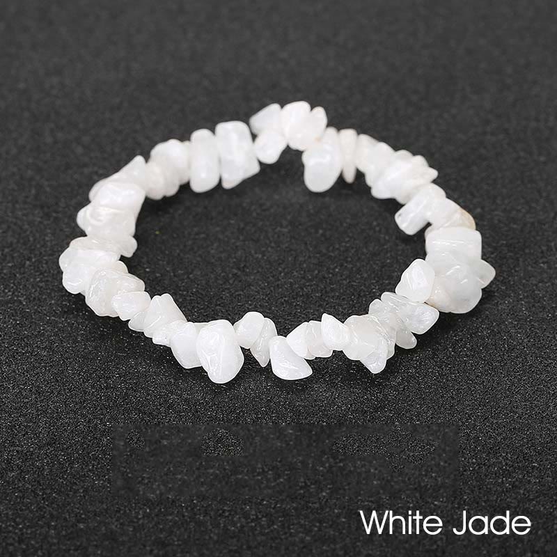 Pulsera calmante de calidez de piedra de cristal de forma irregular natural - Jade blanco (circunferencia de la muñeca: 15-18 cm) - image 75