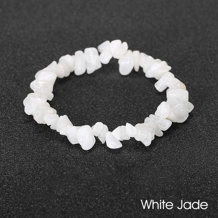 Pulsera calmante de calidez de piedra de cristal de forma irregular natural - Jade blanco (circunferencia de la muñeca: 15-18 cm) - image 75