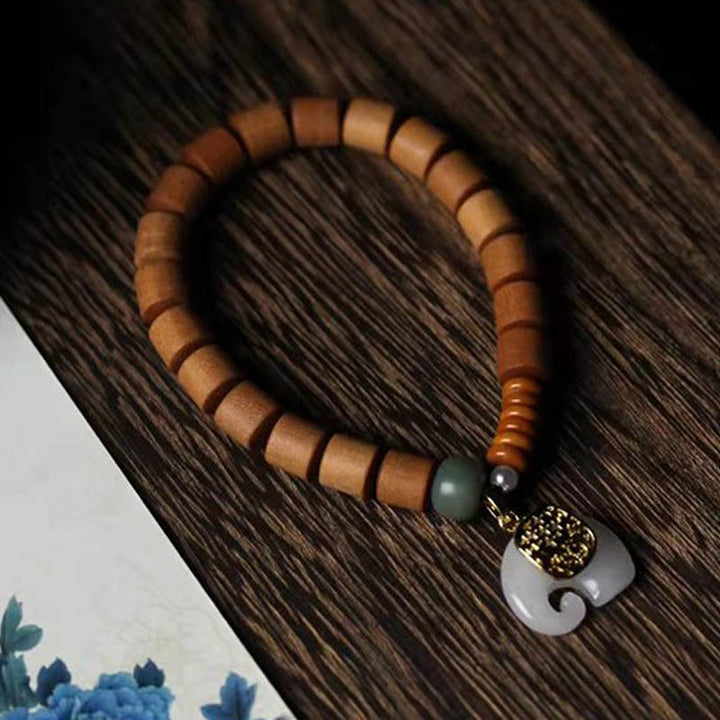 Pulsera de protección de elefante de jade de sándalo