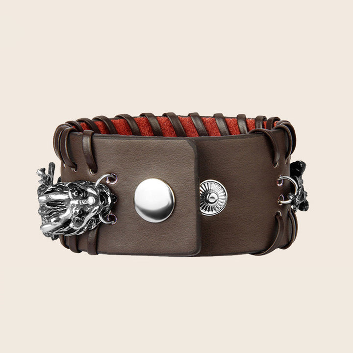 Pulsera de tejido de protección de cuero de dragón