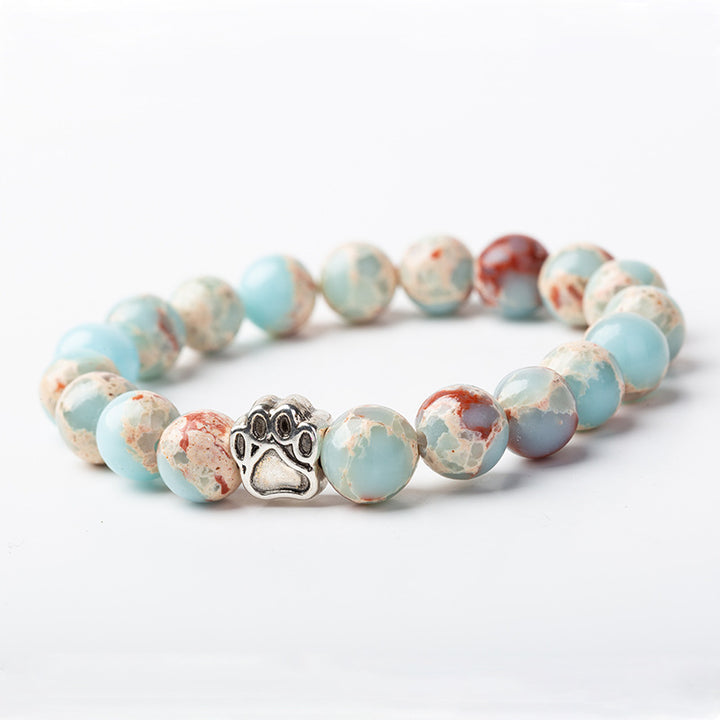 Pulsera de calma positiva con pata de perro de ágata verde de ágata india