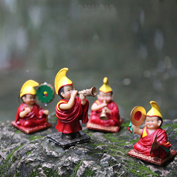 Buddha Stones pintadas a mano, figuras de Lama tibetanas talladas, adorno creativo para decoración del hogar, oficina y coche