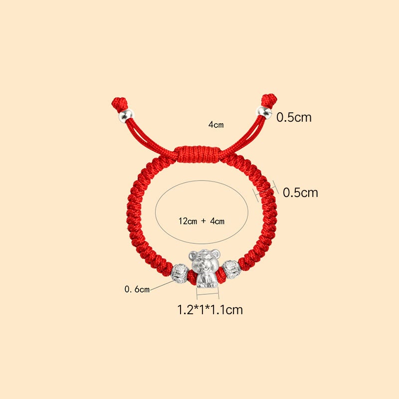 Pulsera para niños hecha a mano con cuerda roja del zodíaco chino de plata de ley 999 con Buddha Stones - image 12